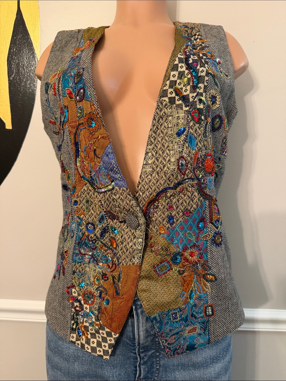 Chico”s Embellished Multicolor Patchwork Vest - Women's Top